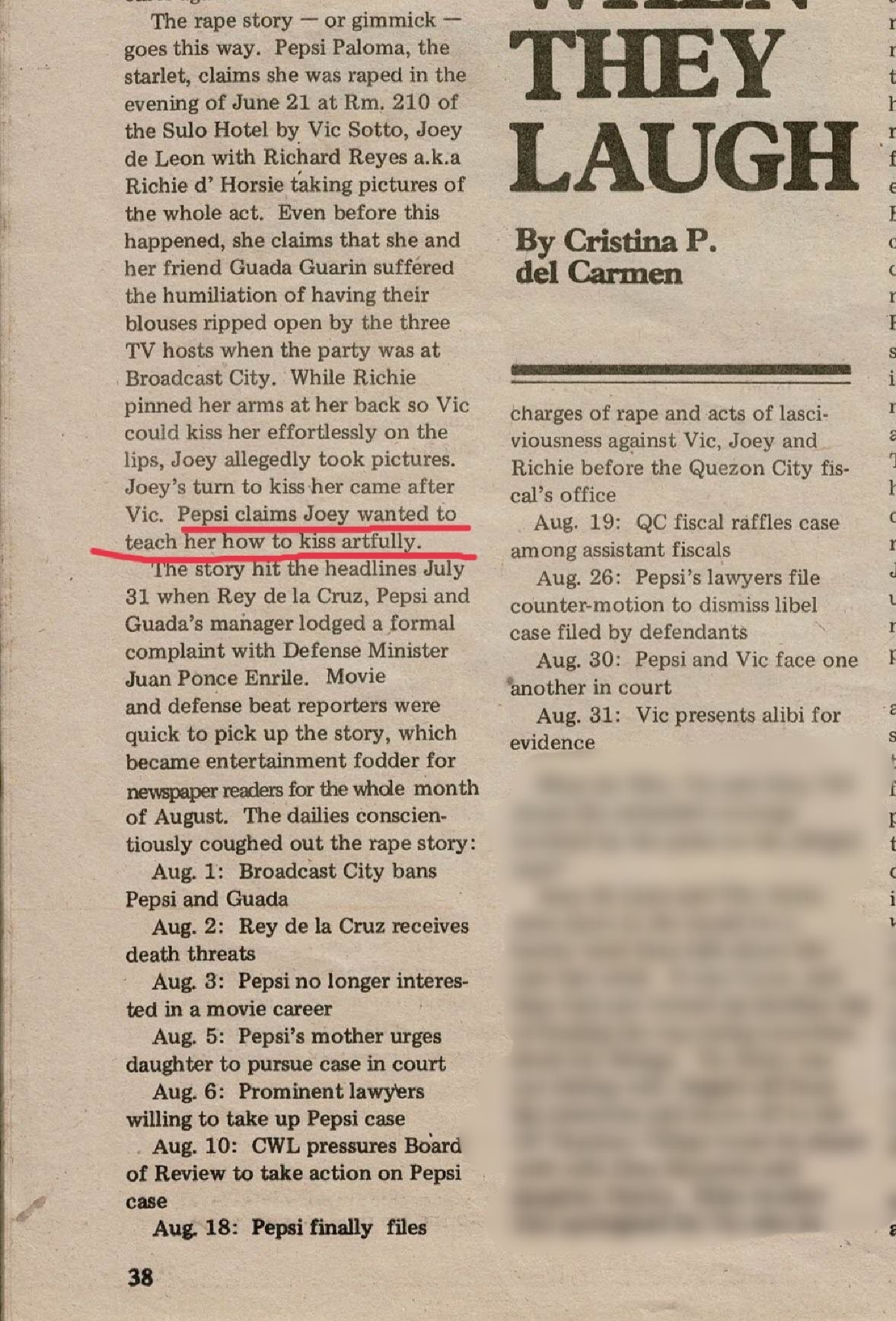 Pepsi Paloma Case Timeline